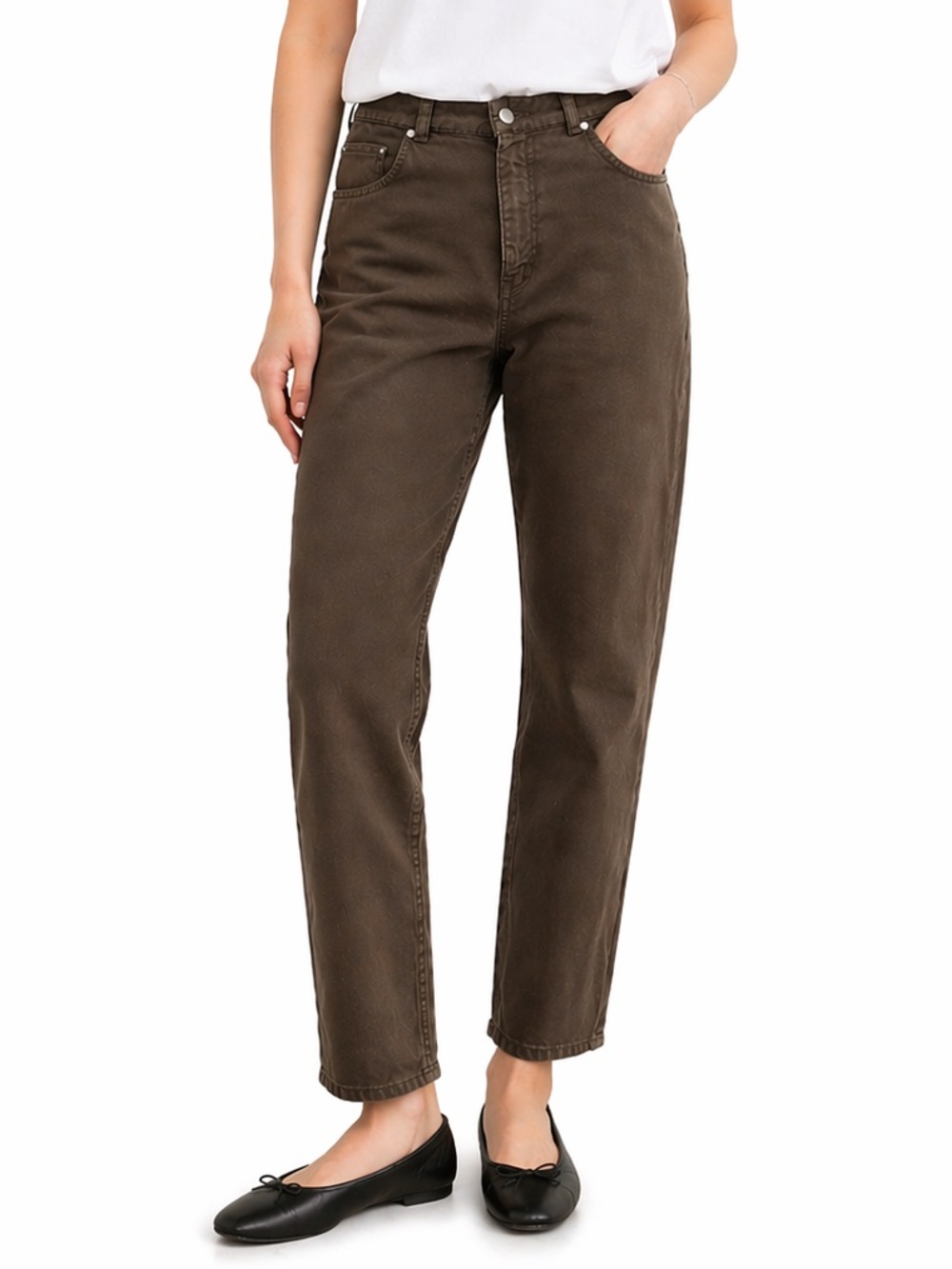 KOTN Brown Denim Pants Size 8 100% Cotton Minimalist Natural Fibres Spring Chic